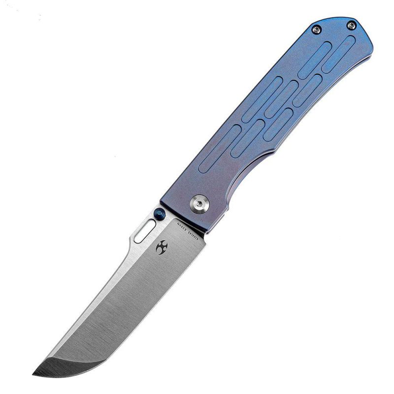 Reedus K1041A5 Satin CPM-S35VN Blue Anodized Titanium Handle with D.O.C.K. Design Blue | Folding Pocket Knives