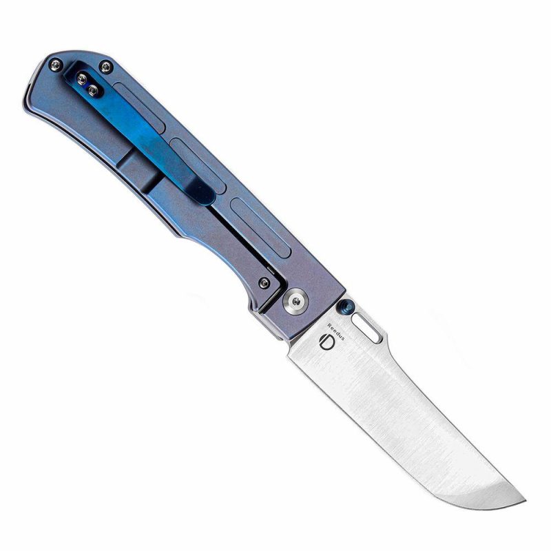 Reedus K1041A5 Satin CPM-S35VN Blue Anodized Titanium Handle with D.O.C.K. Design Blue | Folding Pocket Knives