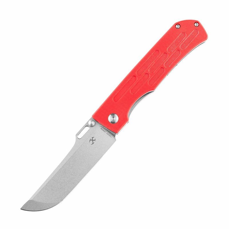 Reedus Red G10 Handle (Stonewashed 154CM Blade)with D.O.C.K. Design – T1041A2 Red | Folding Pocket Knives