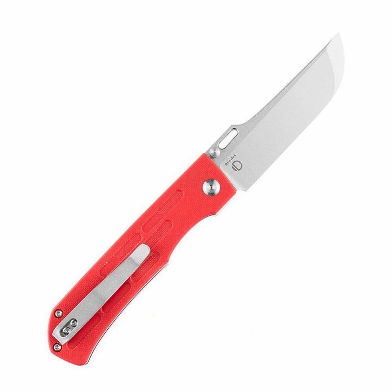 Reedus Red G10 Handle (Stonewashed 154CM Blade)with D.O.C.K. Design – T1041A2 Red | Folding Pocket Knives