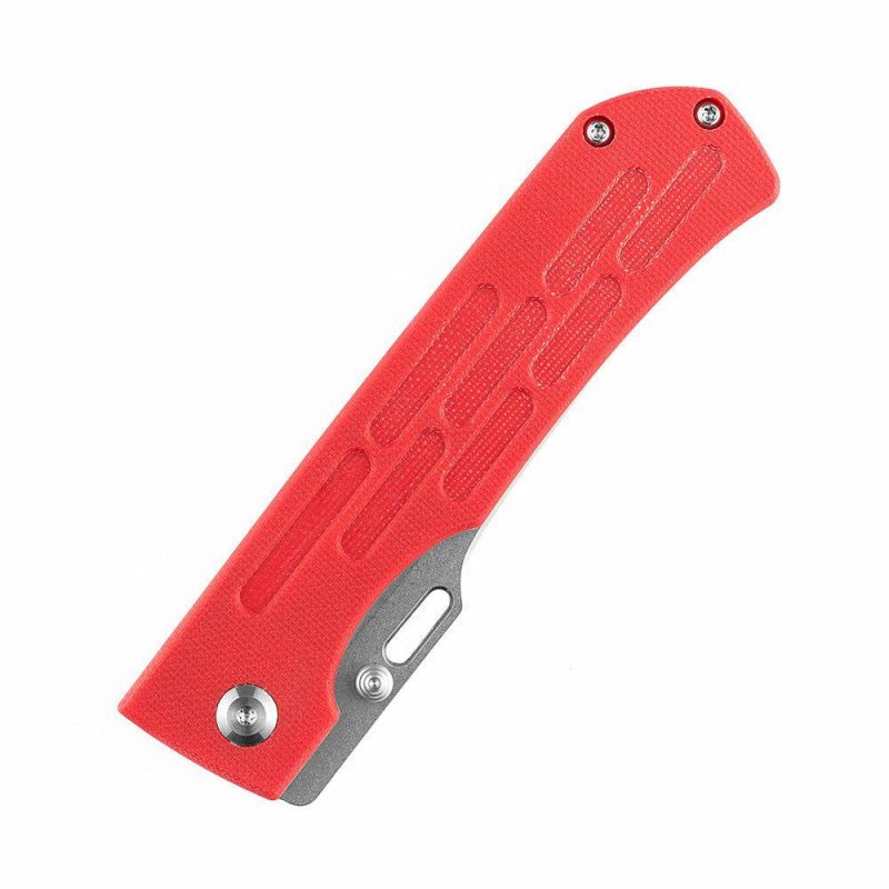 Reedus Red G10 Handle (Stonewashed 154CM Blade)with D.O.C.K. Design – T1041A2 Red | Folding Pocket Knives