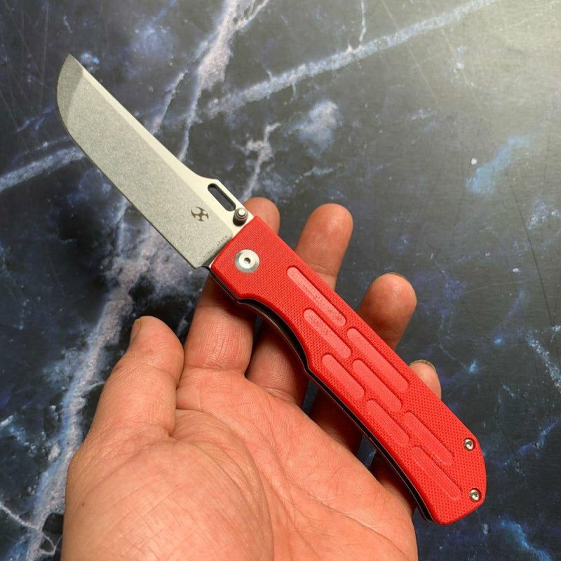 Reedus Red G10 Handle (Stonewashed 154CM Blade)with D.O.C.K. Design – T1041A2 Red | Folding Pocket Knives