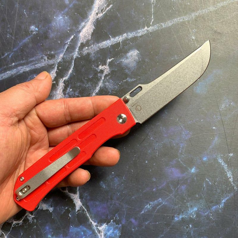 Reedus Red G10 Handle (Stonewashed 154CM Blade)with D.O.C.K. Design – T1041A2 Red | Folding Pocket Knives