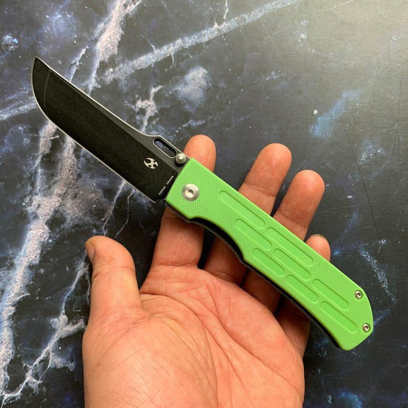 Reedus T1041A1 Black TiCn Coated and Stonewashed 154CM Blade Grass Green G10 Handle with D.O.C.K. Design Grass Green | Folding Pocket Knives