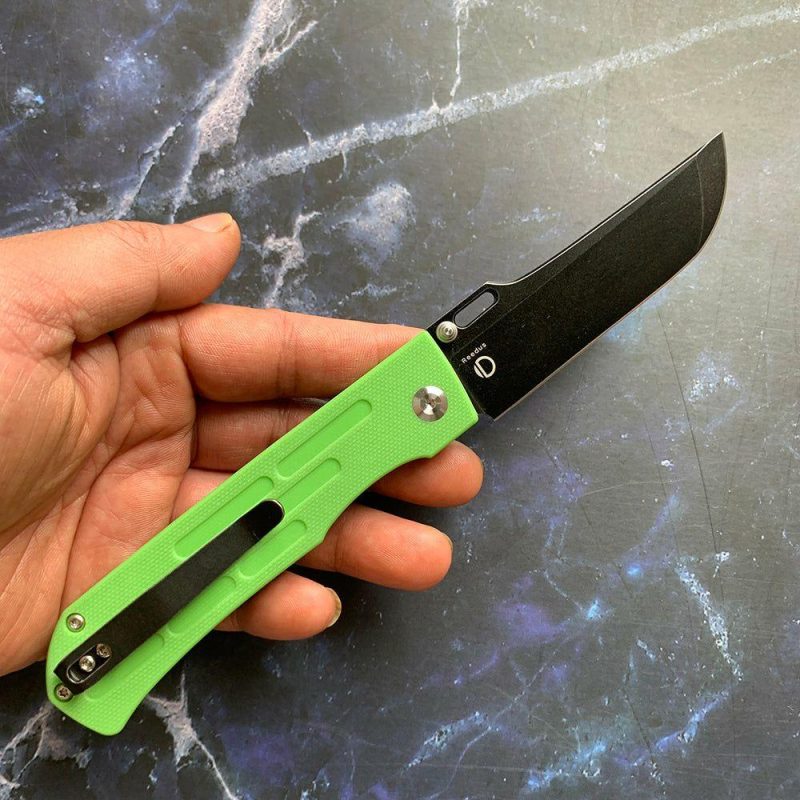 Reedus T1041A1 Black TiCn Coated and Stonewashed 154CM Blade Grass Green G10 Handle with D.O.C.K. Design Grass Green | Folding Pocket Knives