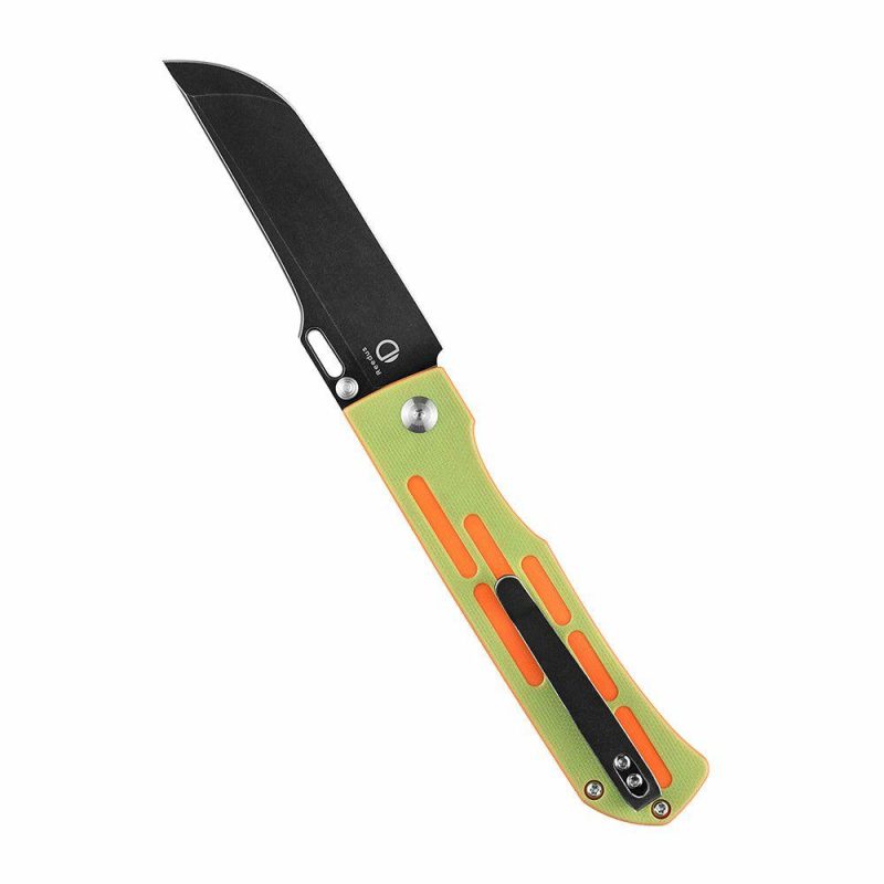 Reedus T1041A3 Black TiCn Coated and Stonewashed 154CM Blade Green and Orange G10 Handle with D.O.C.K. Design Green And Orange | Folding Pocket Knives