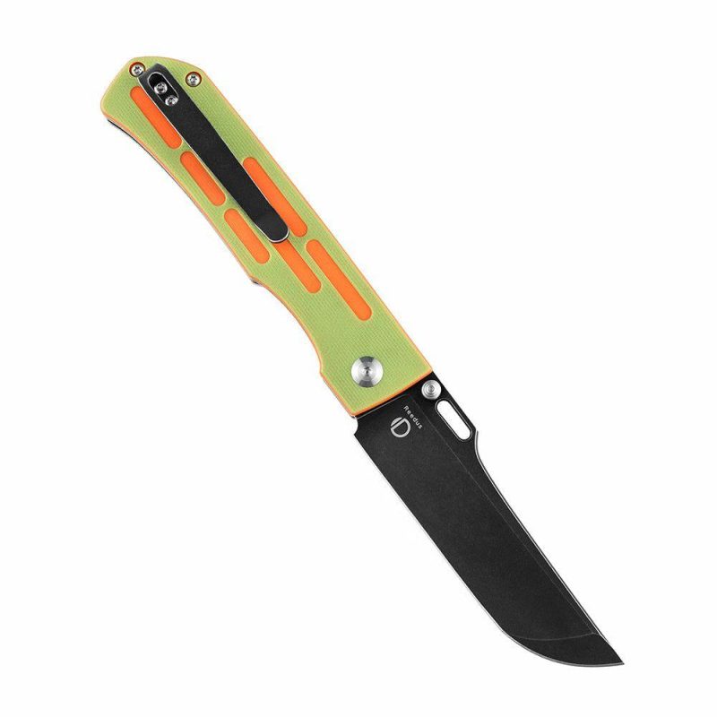 Reedus T1041A3 Black TiCn Coated and Stonewashed 154CM Blade Green and Orange G10 Handle with D.O.C.K. Design Green And Orange | Folding Pocket Knives