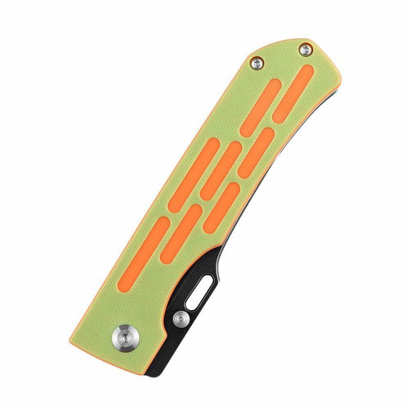 Reedus T1041A3 Black TiCn Coated and Stonewashed 154CM Blade Green and Orange G10 Handle with D.O.C.K. Design Green And Orange | Folding Pocket Knives