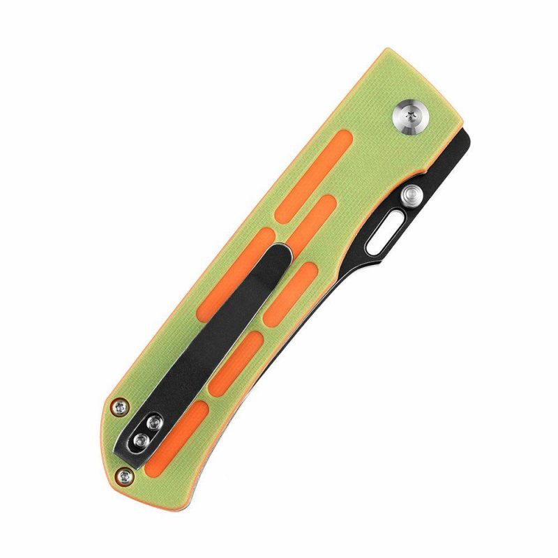 Reedus T1041A3 Black TiCn Coated and Stonewashed 154CM Blade Green and Orange G10 Handle with D.O.C.K. Design Green And Orange | Folding Pocket Knives