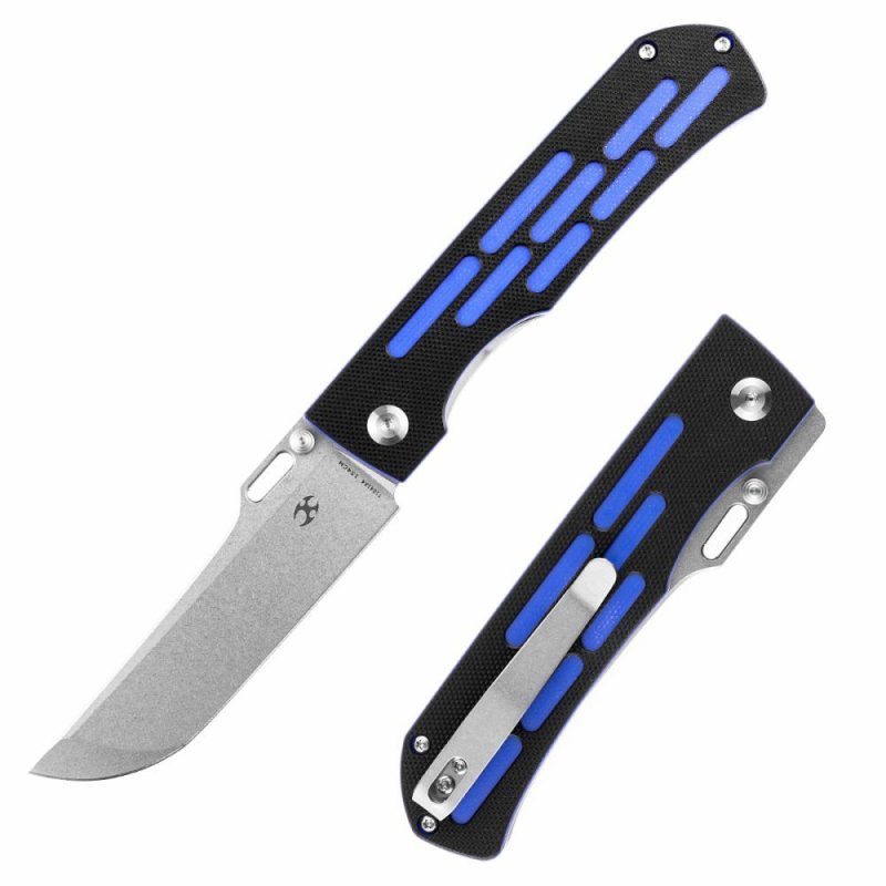 Reedus T1041A4 Stonewashed 154CM Blade Black and Blue G10 Handle with D.O.C.K. Design Black And Blue | Folding Pocket Knives