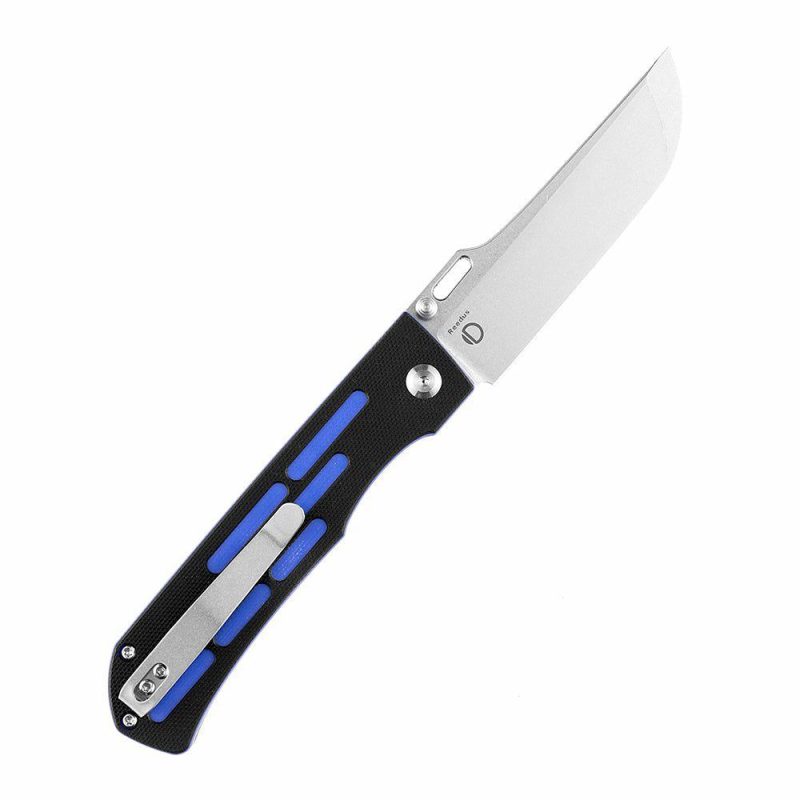 Reedus T1041A4 Stonewashed 154CM Blade Black and Blue G10 Handle with D.O.C.K. Design Black And Blue | Folding Pocket Knives