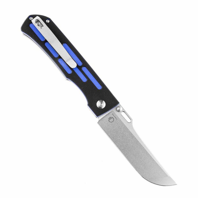 Reedus T1041A4 Stonewashed 154CM Blade Black and Blue G10 Handle with D.O.C.K. Design Black And Blue | Folding Pocket Knives