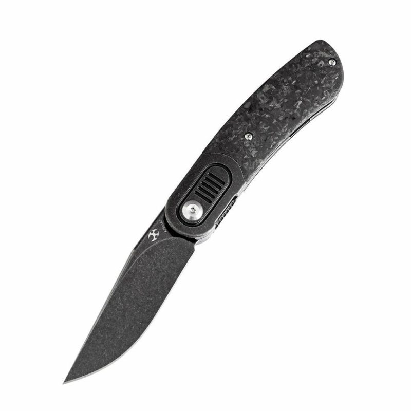 Reverie Front Flipper Knife Thred Carbon Fiber+ Titanium Bolster Handle (2.92” CPM S35VN Blade)Justin Lundquist Design-K2025A2 Black | Folding Pocket Knives