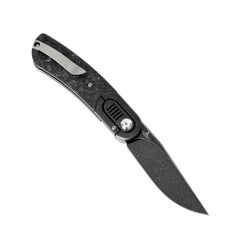 Reverie Front Flipper Knife Thred Carbon Fiber+ Titanium Bolster Handle (2.92” CPM S35VN Blade)Justin Lundquist Design-K2025A2 Black | Folding Pocket Knives