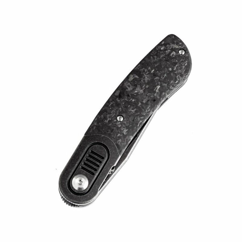 Reverie Front Flipper Knife Thred Carbon Fiber+ Titanium Bolster Handle (2.92” CPM S35VN Blade)Justin Lundquist Design-K2025A2 Black | Folding Pocket Knives