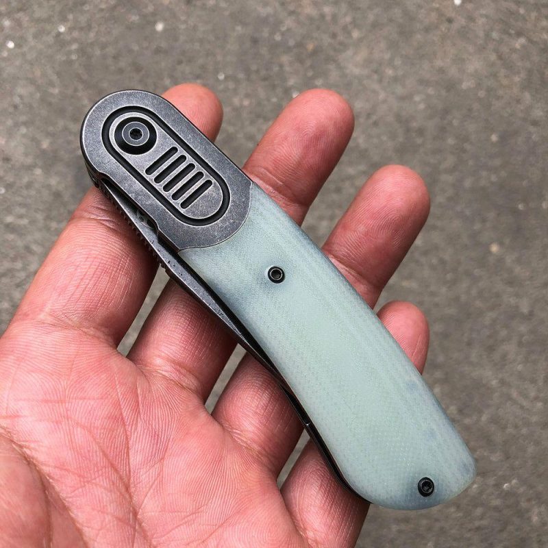 Reverie K2025A5 Under 3” Front Flipper Jade G10 Handle with Titanium Bolster S35VN Blade Jade | Folding Pocket Knives