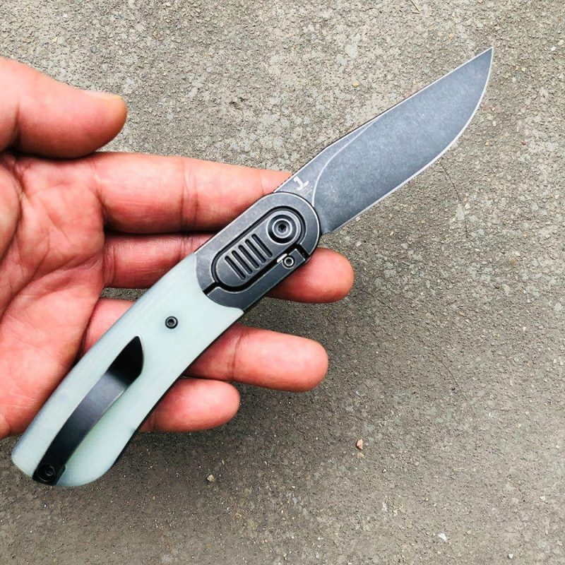 Reverie K2025A5 Under 3” Front Flipper Jade G10 Handle with Titanium Bolster S35VN Blade Jade | Folding Pocket Knives