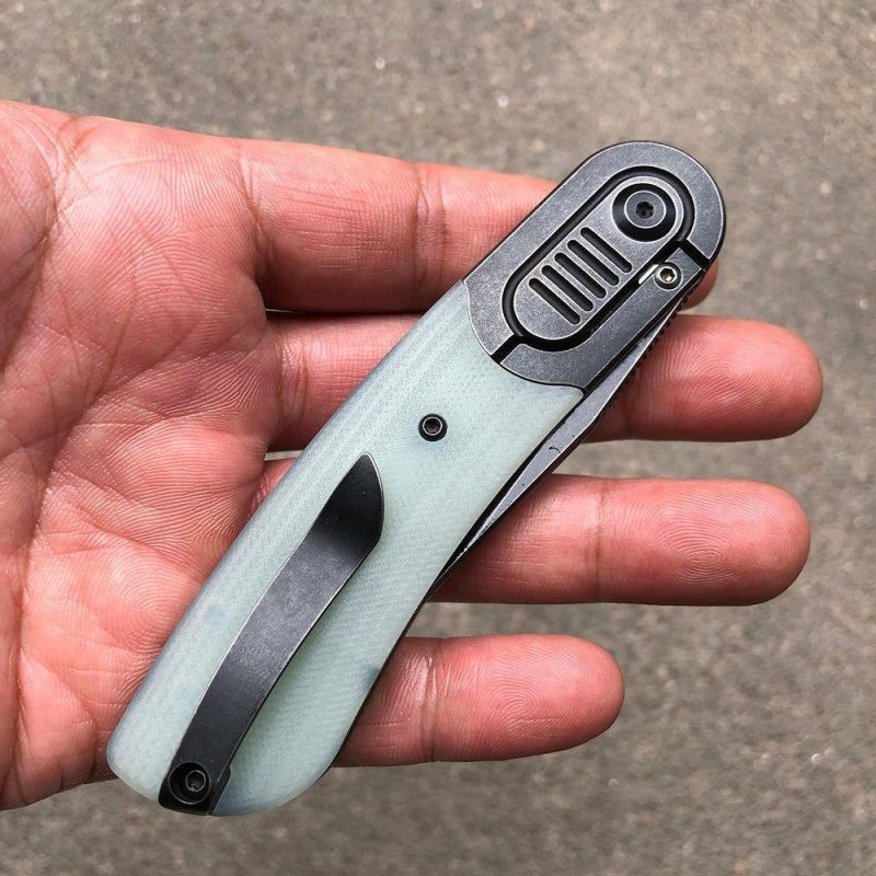 Reverie K2025A5 Under 3” Front Flipper Jade G10 Handle with Titanium Bolster S35VN Blade Jade | Folding Pocket Knives