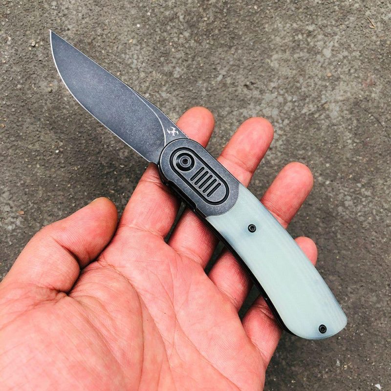 Reverie K2025A5 Under 3” Front Flipper Jade G10 Handle with Titanium Bolster S35VN Blade Jade | Folding Pocket Knives