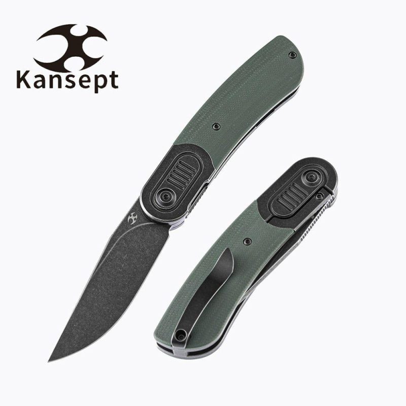 Reverie K2025A6 Under 3” Front Flipper OD Green G10 Handle with Titanium Bolster S35VN Blade Justin Lundquist Design Green | Folding Pocket Knives