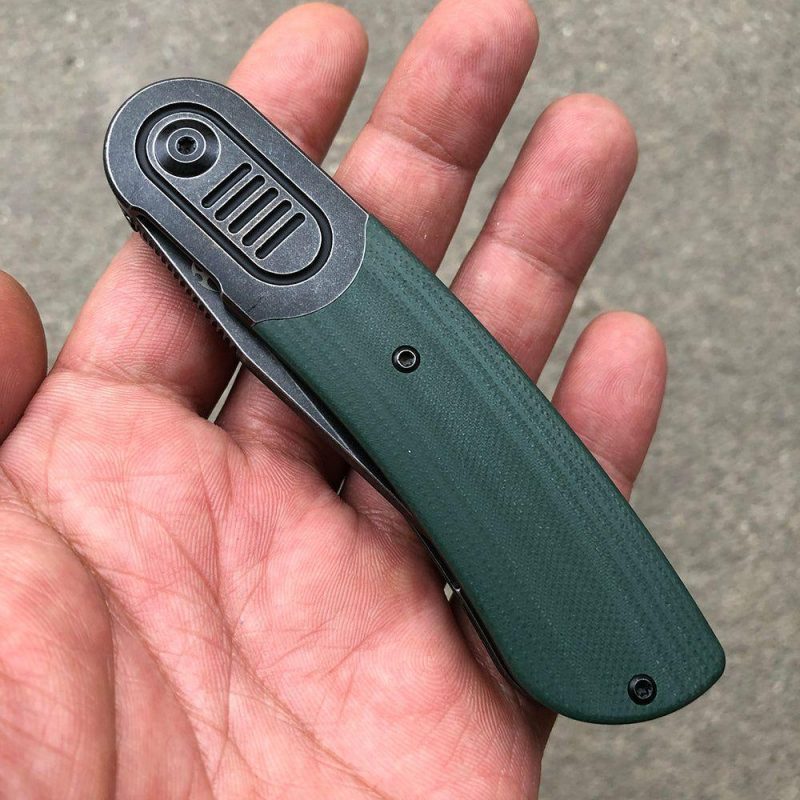 Reverie K2025A6 Under 3” Front Flipper OD Green G10 Handle with Titanium Bolster S35VN Blade Justin Lundquist Design Green | Folding Pocket Knives