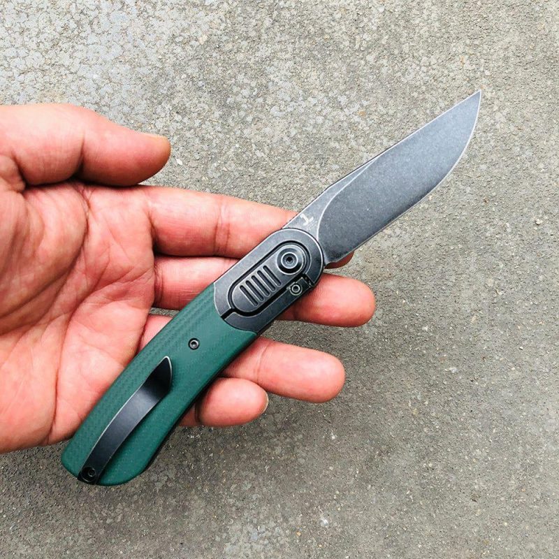 Reverie K2025A6 Under 3” Front Flipper OD Green G10 Handle with Titanium Bolster S35VN Blade Justin Lundquist Design Green | Folding Pocket Knives