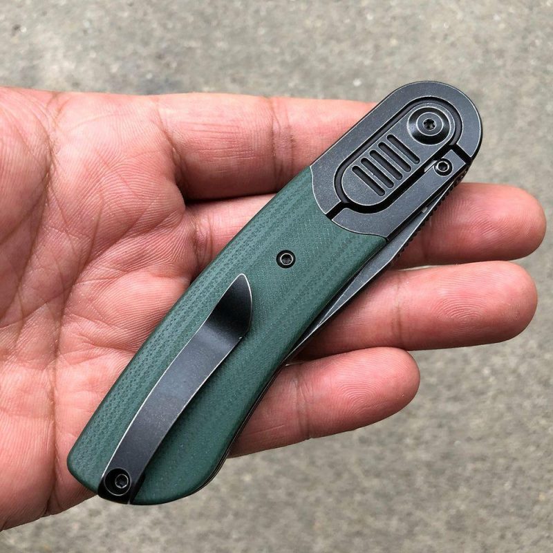 Reverie K2025A6 Under 3” Front Flipper OD Green G10 Handle with Titanium Bolster S35VN Blade Justin Lundquist Design Green | Folding Pocket Knives