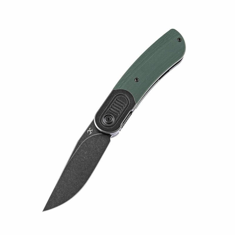 Reverie K2025A6 Under 3” Front Flipper OD Green G10 Handle with Titanium Bolster S35VN Blade Justin Lundquist Design Green | Folding Pocket Knives