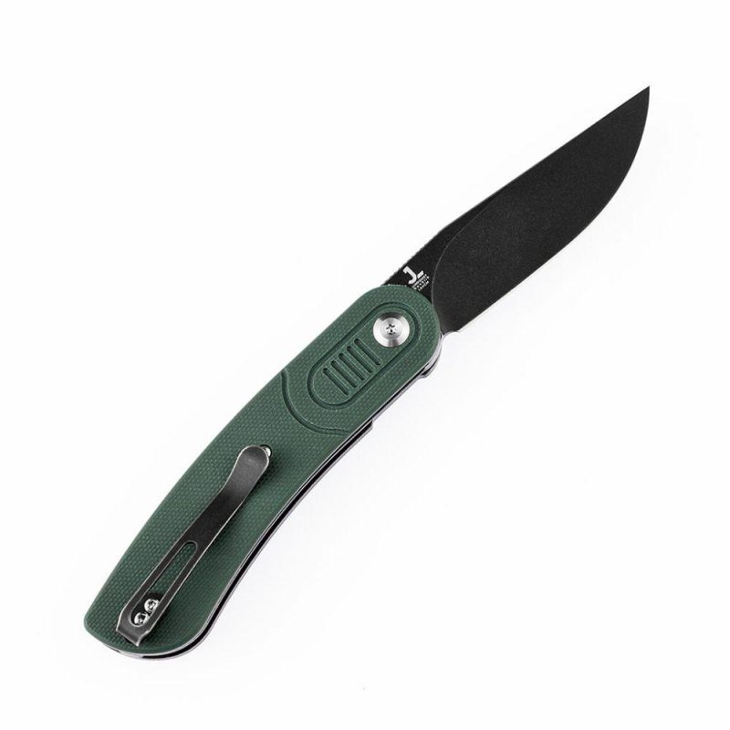 Reverie T2025A2 Black TiCn Coated 154CM Blade Green G10 Handle with Justin Lundquist Design | Folding Pocket Knives