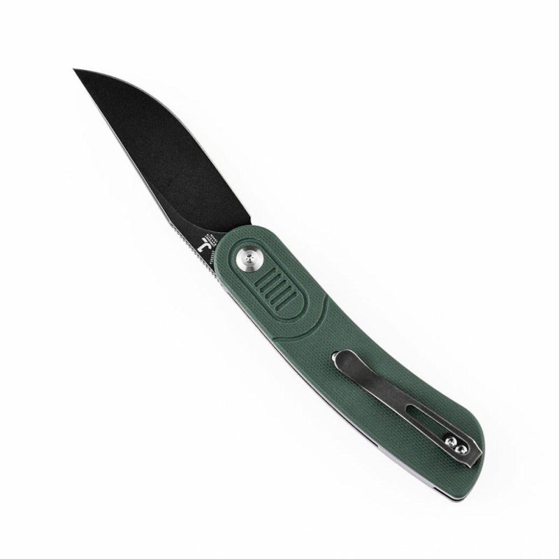 Reverie T2025A2 Black TiCn Coated 154CM Blade Green G10 Handle with Justin Lundquist Design | Folding Pocket Knives