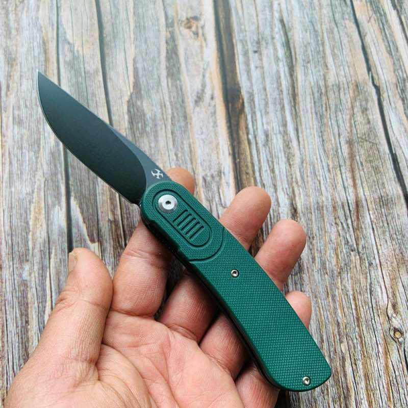 Reverie T2025A2 Black TiCn Coated 154CM Blade Green G10 Handle with Justin Lundquist Design | Folding Pocket Knives