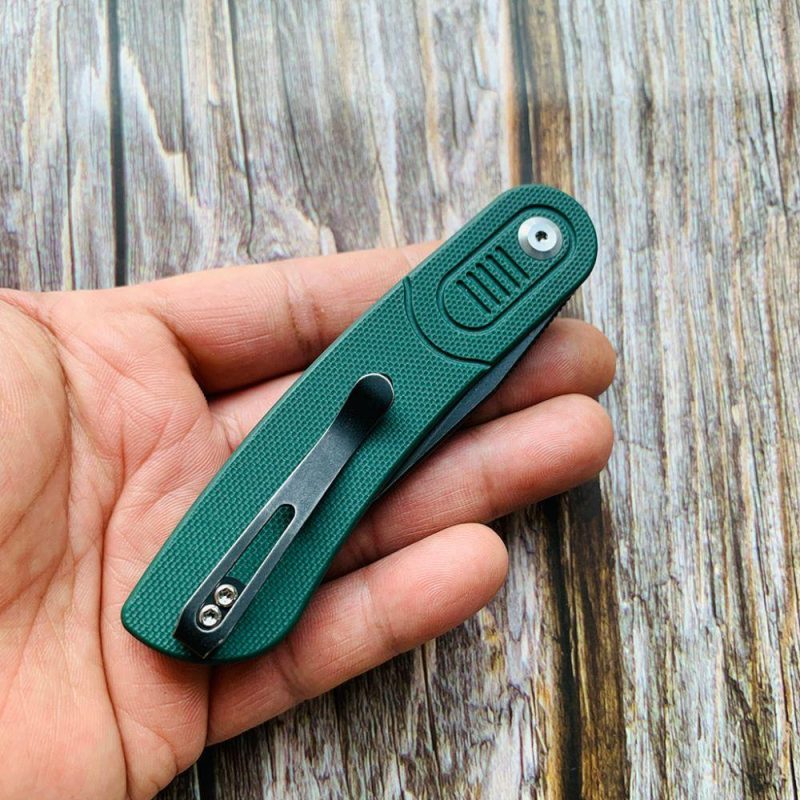 Reverie T2025A2 Black TiCn Coated 154CM Blade Green G10 Handle with Justin Lundquist Design | Folding Pocket Knives