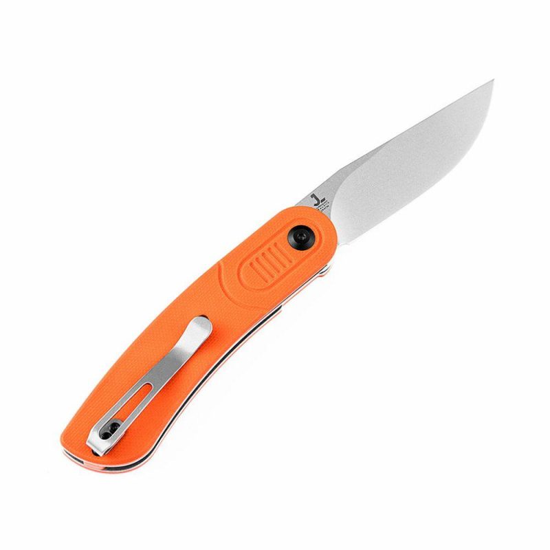 Reverie T2025A3 Stonewashed 154CM Blade Orange G10 Handle with Justin Lundquist Design | Folding Pocket Knives