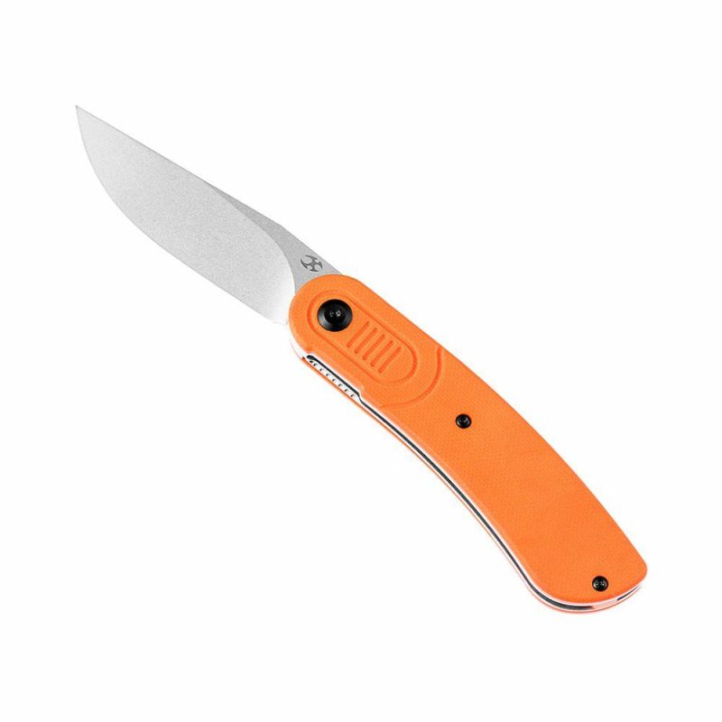 Reverie T2025A3 Stonewashed 154CM Blade Orange G10 Handle with Justin Lundquist Design | Folding Pocket Knives