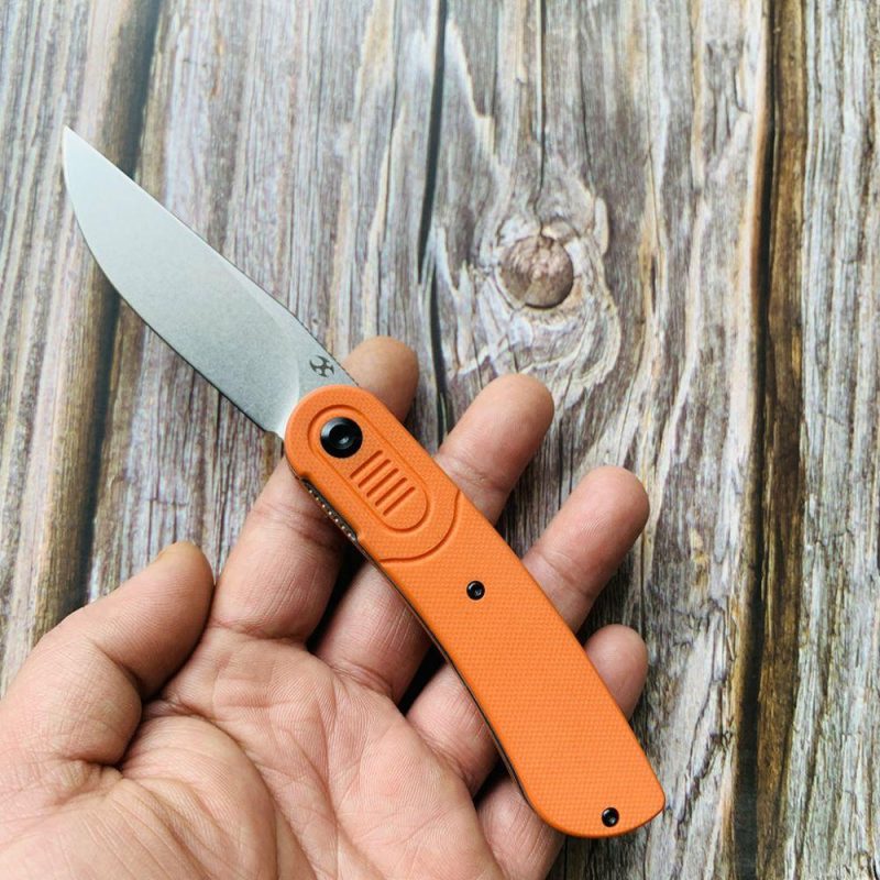 Reverie T2025A3 Stonewashed 154CM Blade Orange G10 Handle with Justin Lundquist Design | Folding Pocket Knives