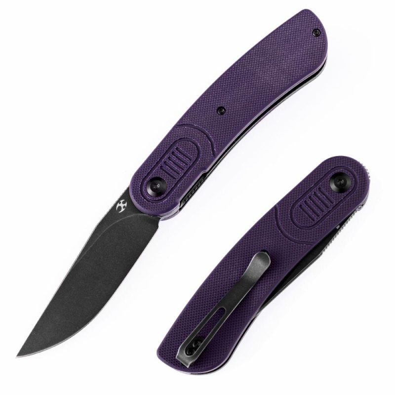 Reverie T2025A5 Black TiCn Coated 154CM Blade Purple G10 Handle with Justin Lundquist Design | Folding Pocket Knives