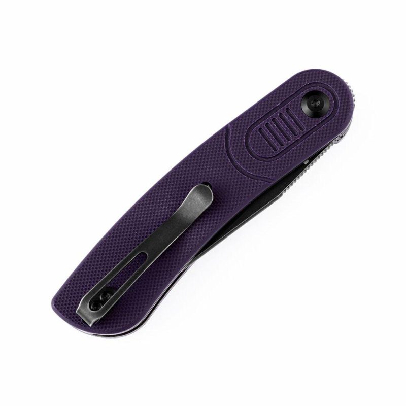 Reverie T2025A5 Black TiCn Coated 154CM Blade Purple G10 Handle with Justin Lundquist Design | Folding Pocket Knives