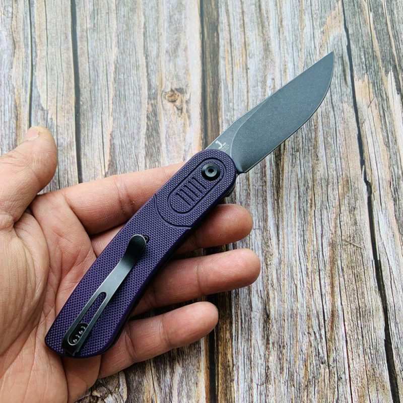 Reverie T2025A5 Black TiCn Coated 154CM Blade Purple G10 Handle with Justin Lundquist Design | Folding Pocket Knives