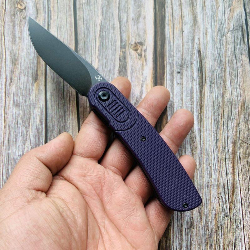 Reverie T2025A5 Black TiCn Coated 154CM Blade Purple G10 Handle with Justin Lundquist Design | Folding Pocket Knives