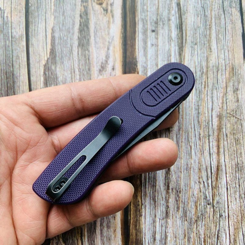 Reverie T2025A5 Black TiCn Coated 154CM Blade Purple G10 Handle with Justin Lundquist Design | Folding Pocket Knives