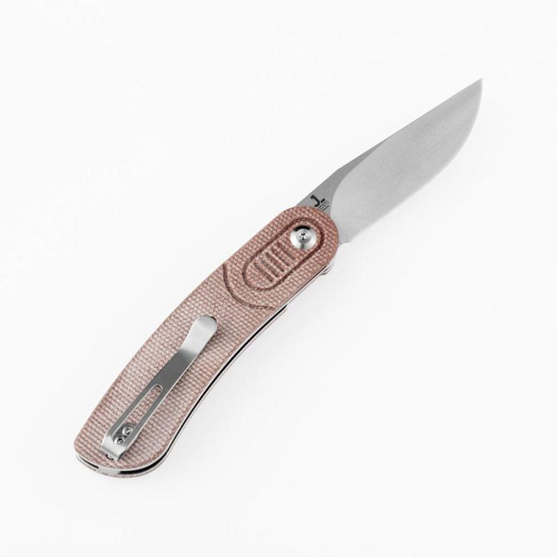 Reverie T2025A6 Stonewashed 154CM Blade Brown Micarta Handle with Justin Lundquist Design | Folding Pocket Knives