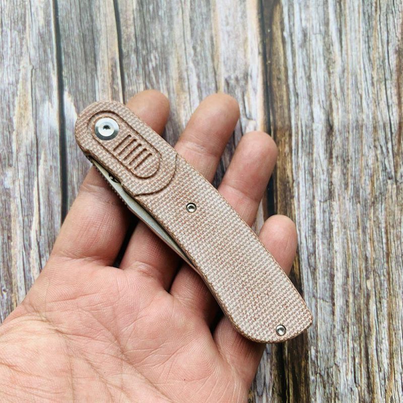 Reverie T2025A6 Stonewashed 154CM Blade Brown Micarta Handle with Justin Lundquist Design | Folding Pocket Knives