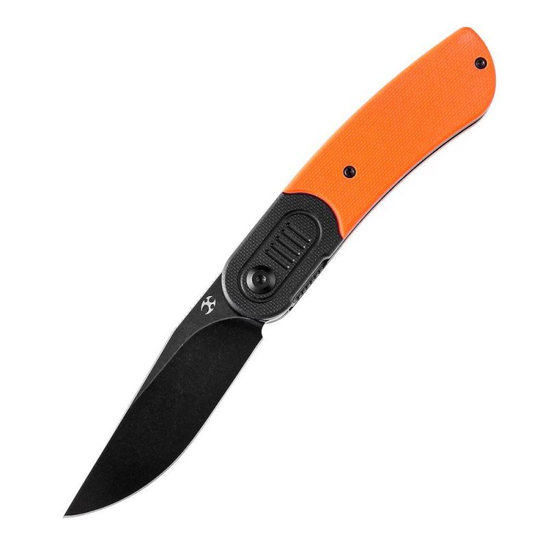 Reverie T2025B3 Black Stonewashed 154CM Blade Black and Orange G10 Handle Design by Justin Lundquist | Folding Pocket Knives