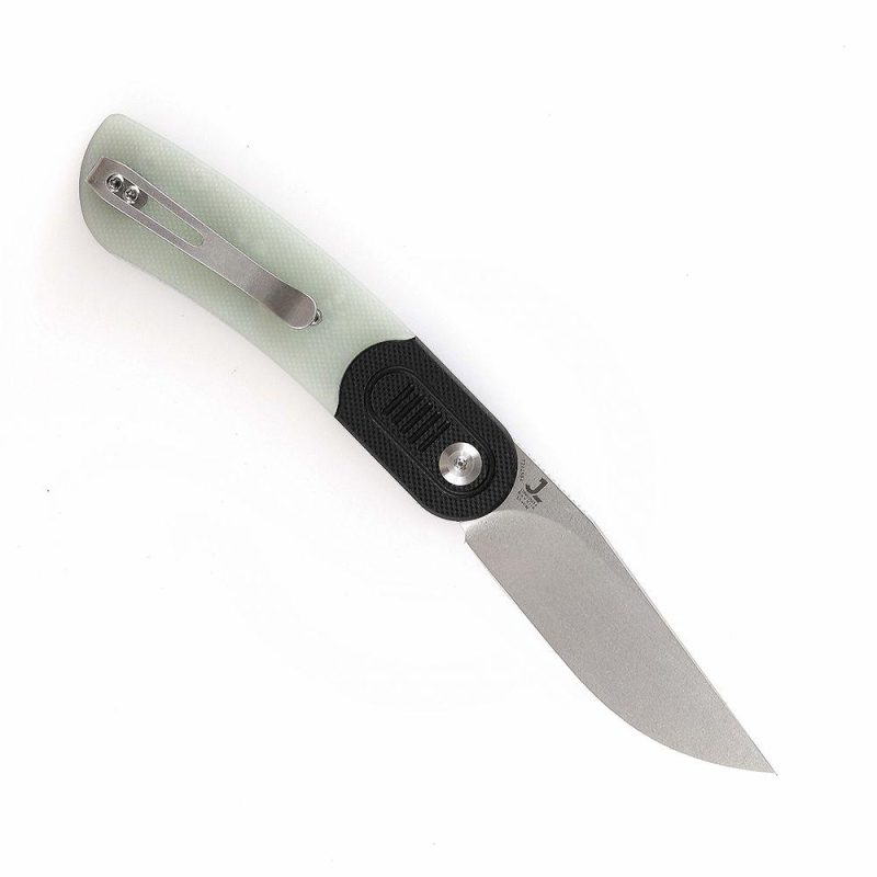 Reverie T2025B4 Stonewashed 154CM Blade Black and Jade G10 Handle Design by Justin Lundquist | Folding Pocket Knives