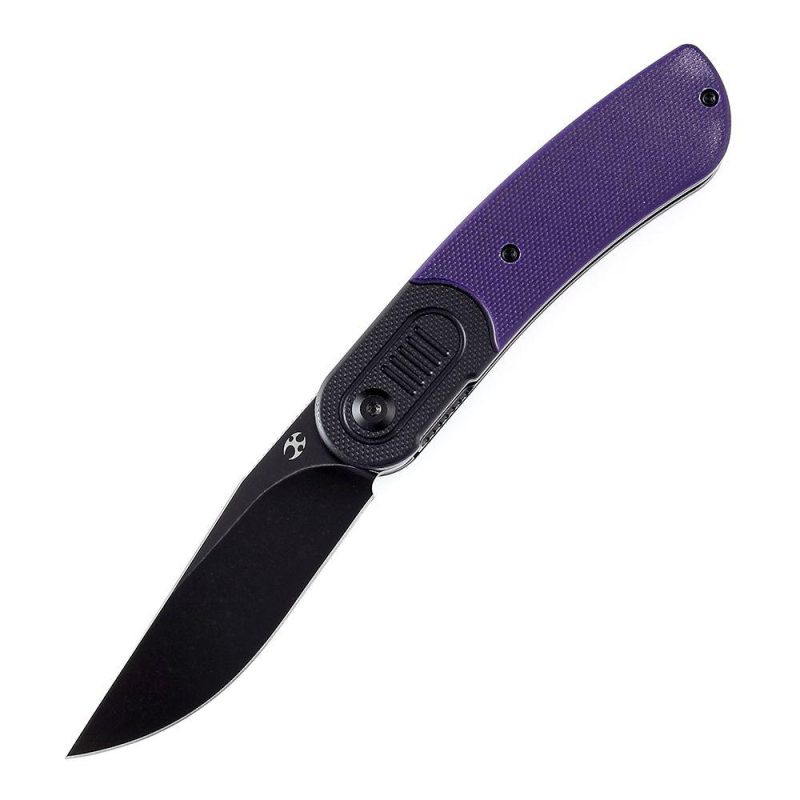 Reverie T2025B5 Black Stonewashed 154CM Blade Black and Purple G10 Handle Design by Justin Lundquist | Folding Pocket Knives