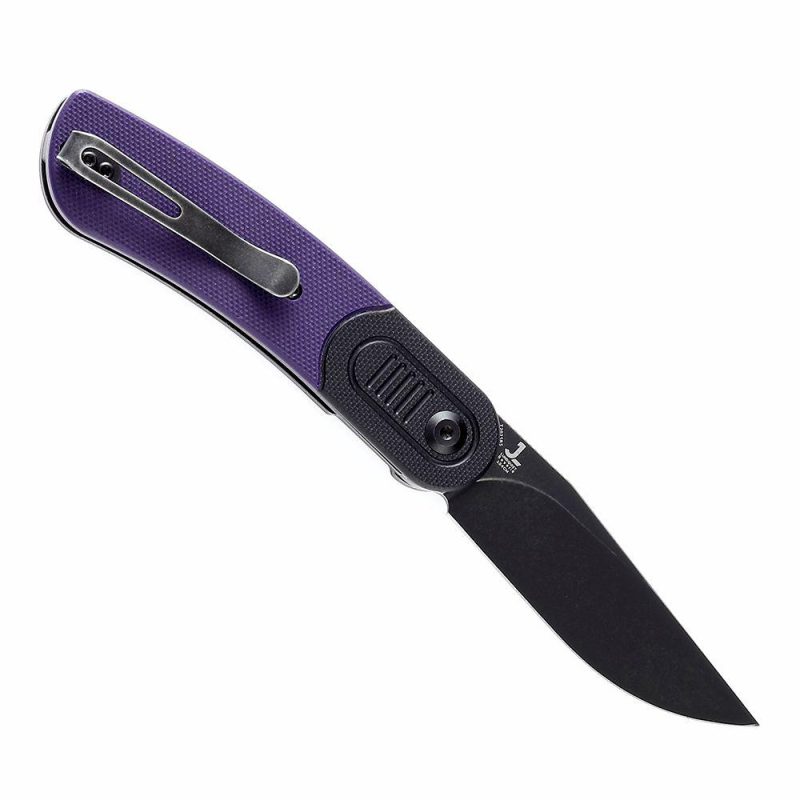 Reverie T2025B5 Black Stonewashed 154CM Blade Black and Purple G10 Handle Design by Justin Lundquist | Folding Pocket Knives