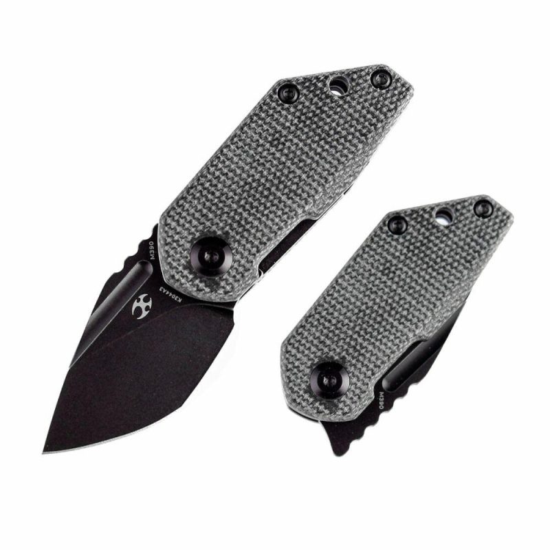 RIO Flipper Knife Black Micarta Handle (1.56” M390 Blade)4T5 Design-K3044A3 | Folding Pocket Knives