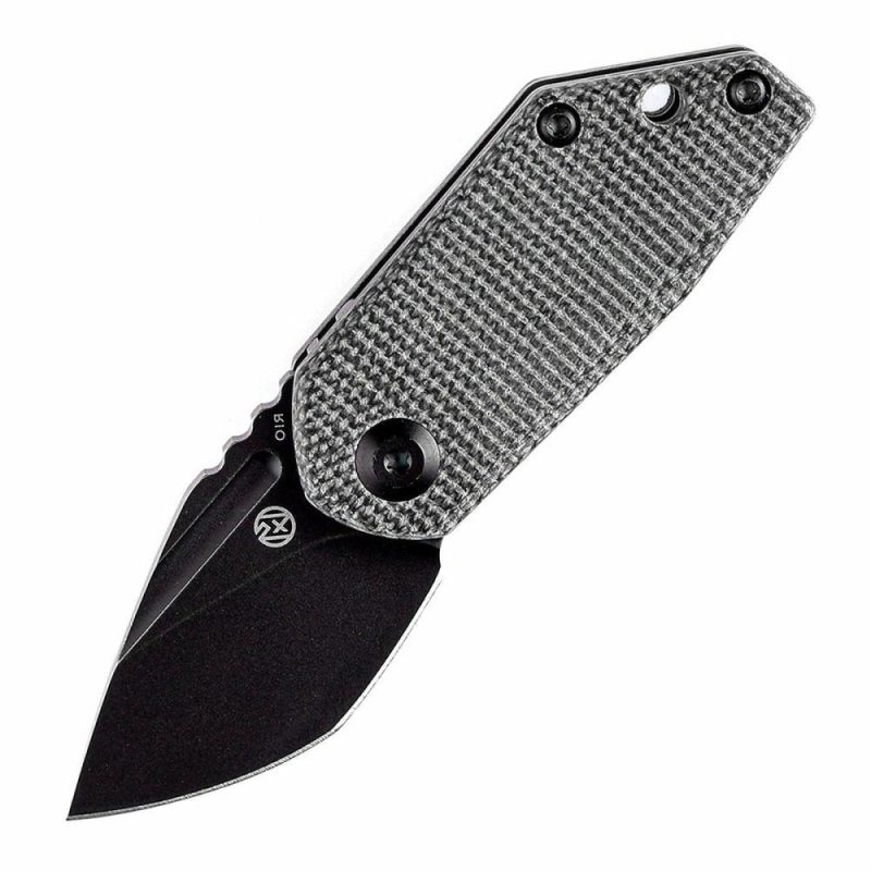 RIO Flipper Knife Black Micarta Handle (1.56” M390 Blade)4T5 Design-K3044A3 | Folding Pocket Knives