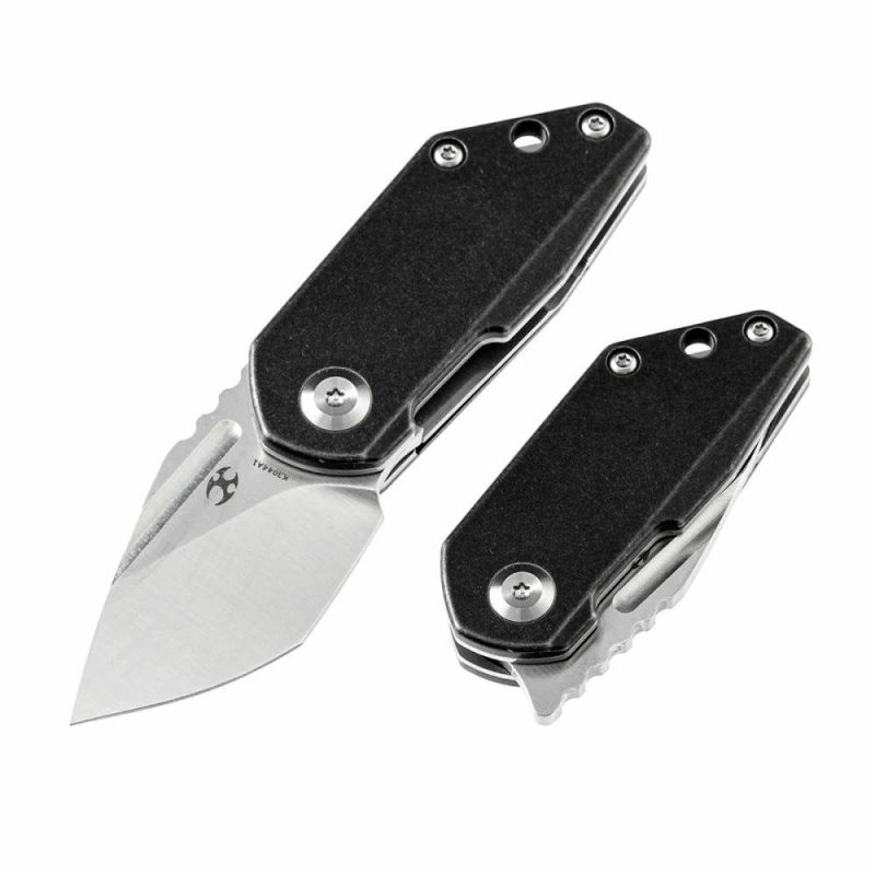 RIO Flipper Knife Black Titanium Handle (1.56” M390 Blade)4T5 Design-K3044A1 | Folding Pocket Knives