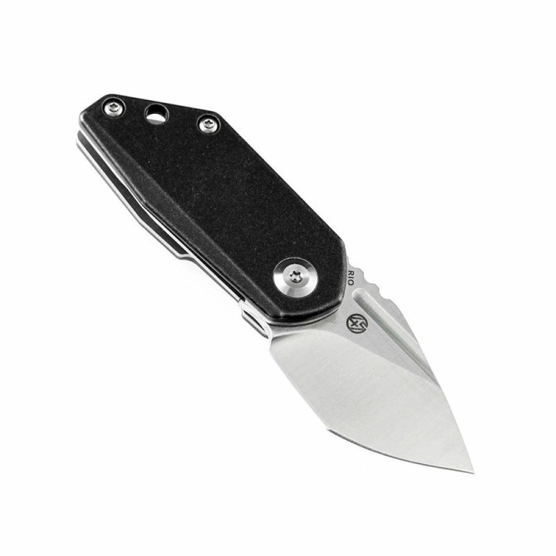 RIO Flipper Knife Black Titanium Handle (1.56” M390 Blade)4T5 Design-K3044A1 | Folding Pocket Knives